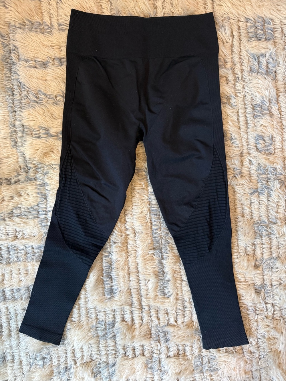Fabletics Black Rib-Panel Leggings
